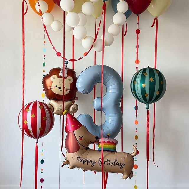 Marca Blaues Zahlenballon-Set, Wurst-, Geburtstags-, Hunde- und Löwenförmige Ballons - Bild 1