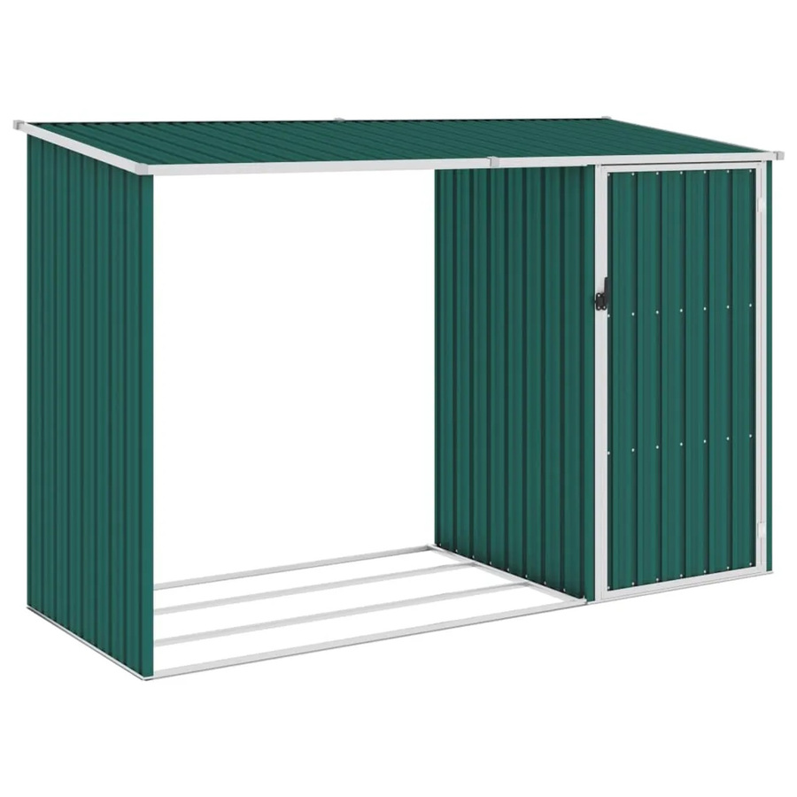 vidaXL Garten Brennholzlager aus verzinktem Stahl in Grün, B/T/H: 245 x 98 x 159 cm - Bild 2