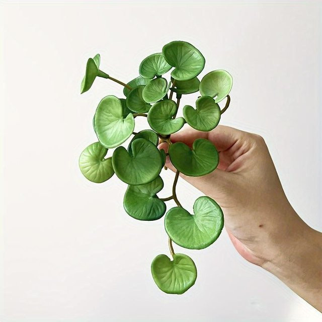 Künstliche Pflanze Mini-Bouquet Kupfermünzgras in Grün und Weiß aus PVC als Wandbehang für dein Heim, Büro oder die Gartendekoration - Bild 1