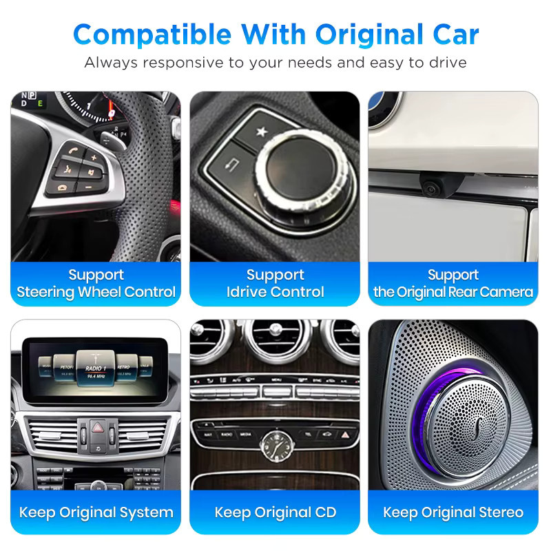 Junsun Multimedia-Player für Mercedes Benz E-Klasse W212 (2009-2016) mit 12,3 Zoll Touchscreen, Linux-System, kabelloses Apple CarPlay, Android Auto, GPS, Bluetooth und Wi-Fi in Schwarz - Bild 7