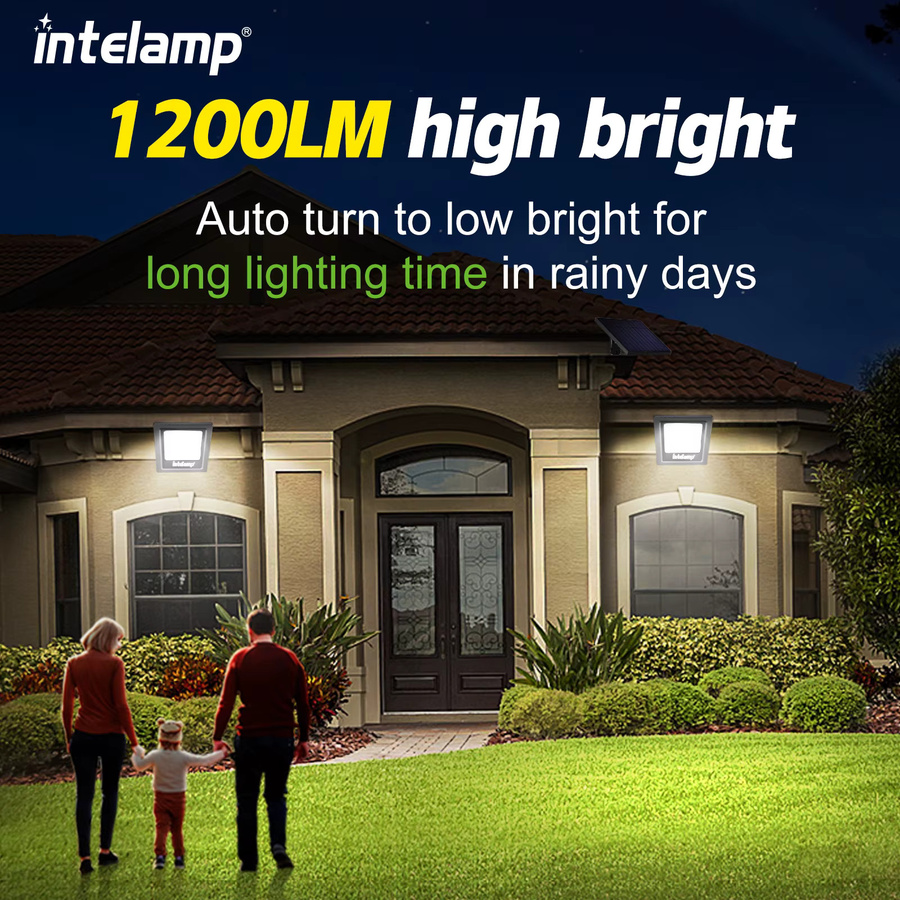 intelamp LED Solar-Sicherheitsflutlicht mit 4400 mAh Akku und automatischer Ein-/Ausschaltung für Garten, Garage und Außenbereich - Bild 5