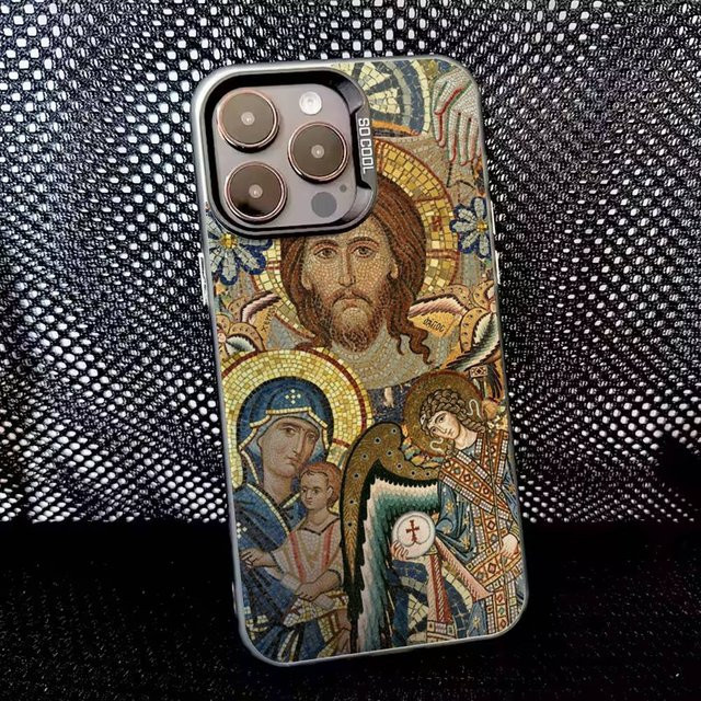 Handyhülle mit Orthodoxem Kreuz Icon für Apple iPhone in Schwarz Matt mit Anti-Fall Schutz - Bild 1