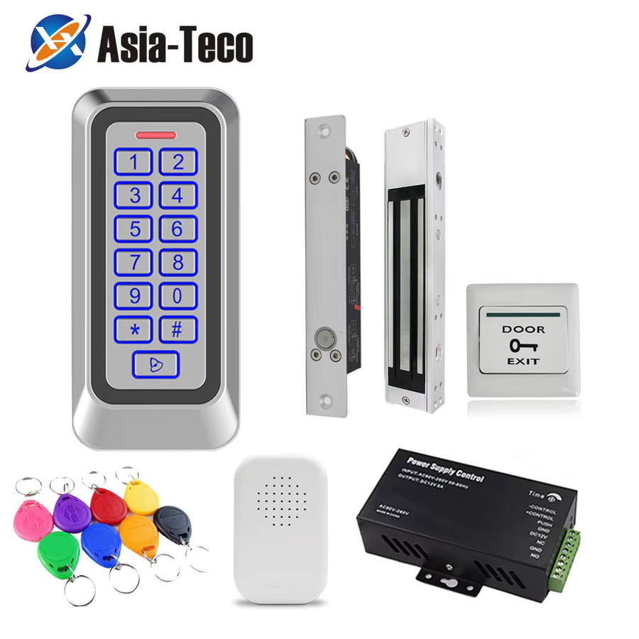 Asia-Teco RFID-Zugangskontrollsystem-Kit mit Metalltastatur in Silber, IP67 wasserdicht, inklusive elektronischem Schloss, Ausgangstaste und Schlüsselanhänger - Bild 2