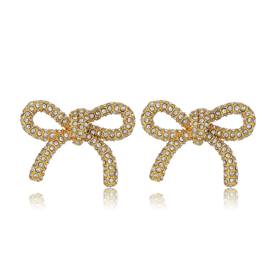 amofa Ohrstecker Schleife, Gold, Zirkonia, Damen - Bild 2
