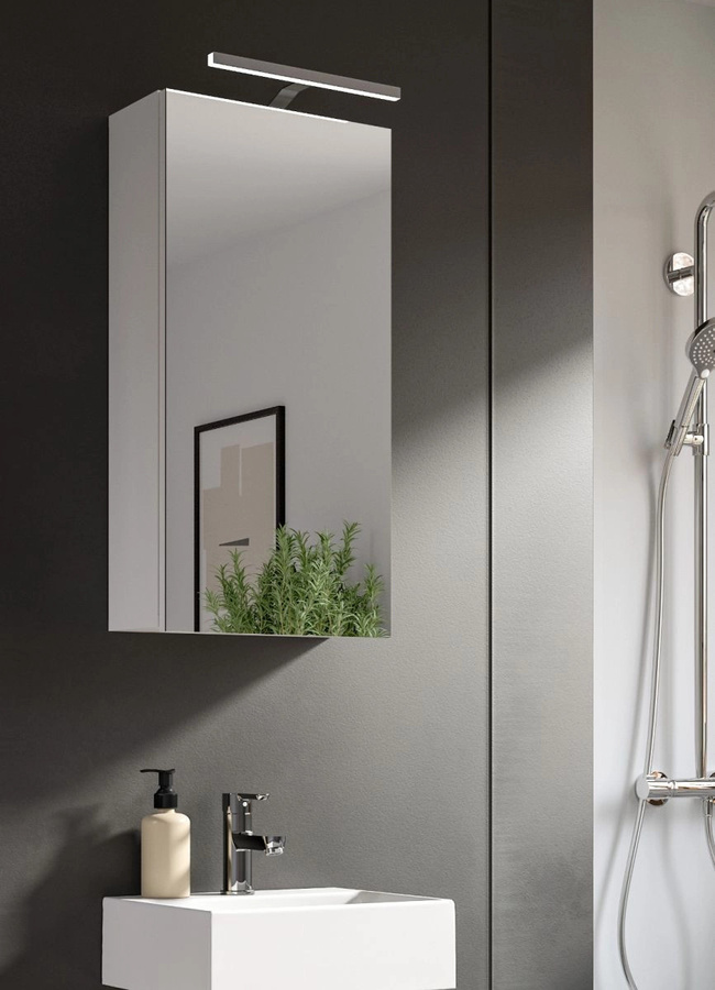 Badezimmer Spiegelschrank Talerno in Weiß mit LED-Beleuchtung und Glasfront, B/H: 38 x 77 cm - Bild 2