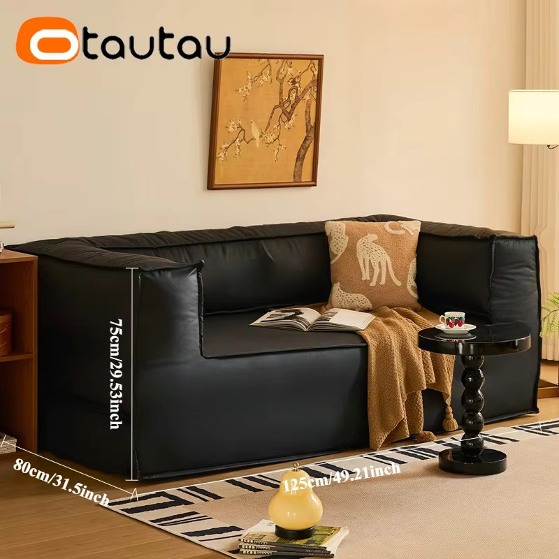 OTAUTAU 2-Sitzer Sitzsackbezug aus Kunstleder in Schwarz, Modell SF404 - Bild 2