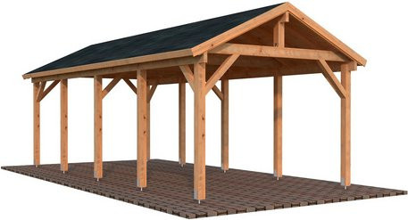Palmako Carport Robert aus Fichtenholz mit Satteldach, Hellbraun, B/T/H: 361 x 764 x 301 cm - Bild 3