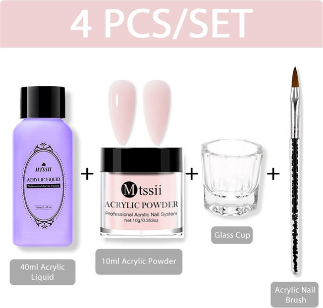 Mtssii Nagelkunst-Set, 4-teilig, Acrylpulver und Flüssigkeit, 10 ml - Bild 1