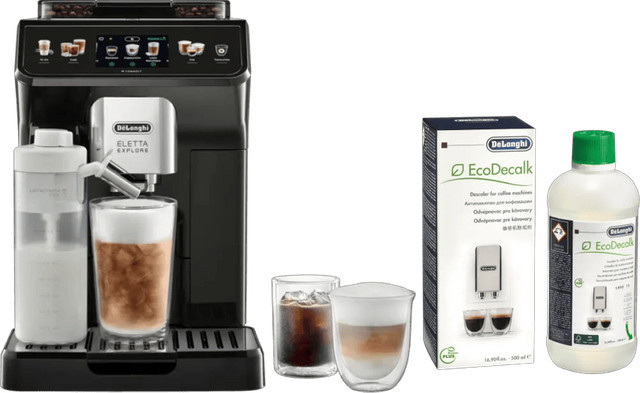 De'Longhi Eletta Explore ECAM450.65.G Siebträgermaschine mit Cold Brew Funktion in Schwarz inklusive Entkalker - Bild 1