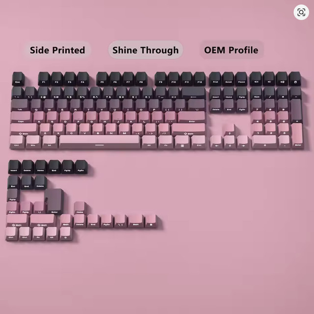 Letter Drive Tastenkappen-Set mit Farbverlauf, 135 PBT Double-Shot Keycaps in Multicolour und Weiß, OEM-Profil mit Shine-Through und Side Print für MX-Switches, kompatibel mit Mac, Windows und PC - Bild 1