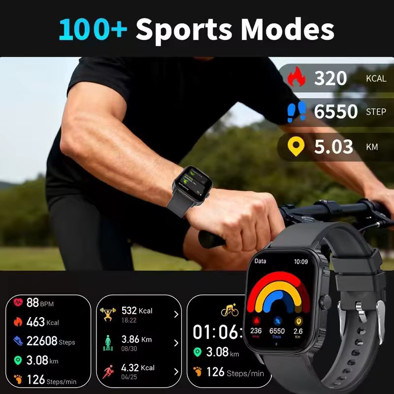 Paazomu Smartwatch 2026 mit 2,04 Zoll Display, kabellose Telefonie und 1000 mAh Akku in Schwarz - Bild 5
