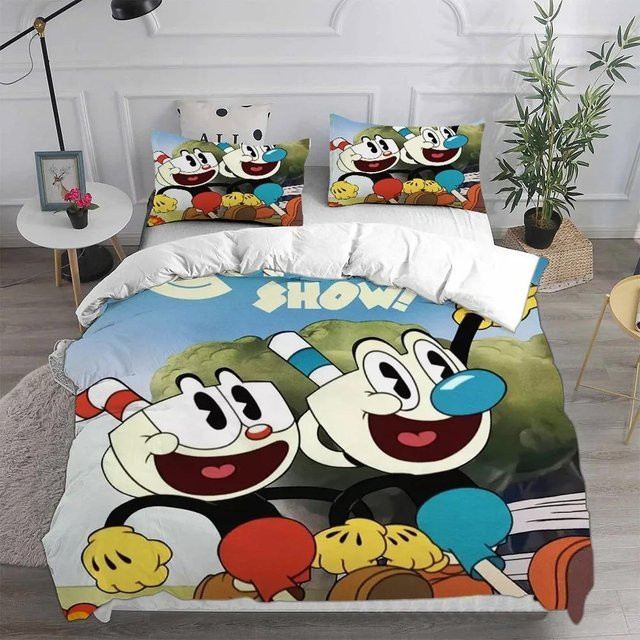 Allbestart Cuphead Bettwäsche Set mit Bezug und Kissenbezug, Mehrfarbig, B/T: 200 x 200 cm - Bild 1