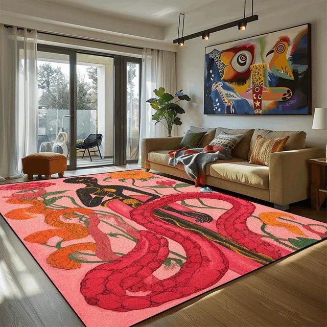 Karpetti Wohnzimmerteppich mit abstraktem Vintage-Blumendekor, rutschfest und waschbar, B/T: 100 x 160 cm, Mehrfarbig - Bild 1