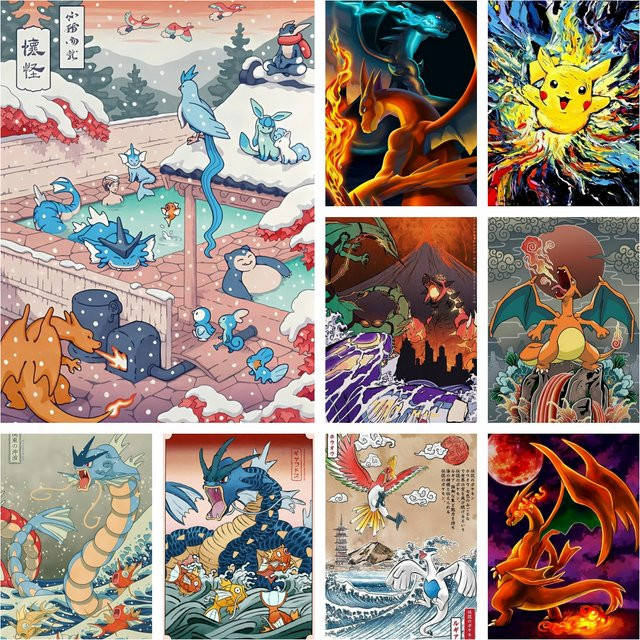 Potdemiel Diamantmalerei Pokemon Charmander DIY 5D Stickerei Set in Multicolour - Bild 1