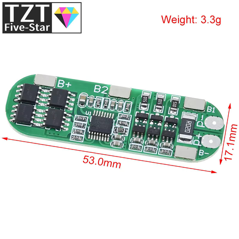 Tzt BMS Schutzplatine für 11,1 V Li-Ion Akkus, 3s 10A 12V Lithium-Batterie Ladegerät Schutzmodul, Farbe: Grün - Bild 2