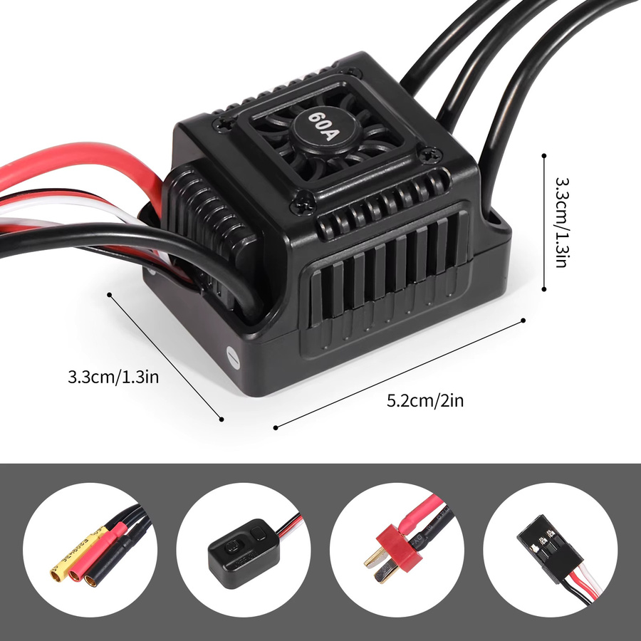 YSIDO WSDT-60 60A ESC Motor mit Karten-Combo, für 1/10 Wltoys WPL RC Crawler Monster Buggy Offroad Onroad Autos - Bild 2