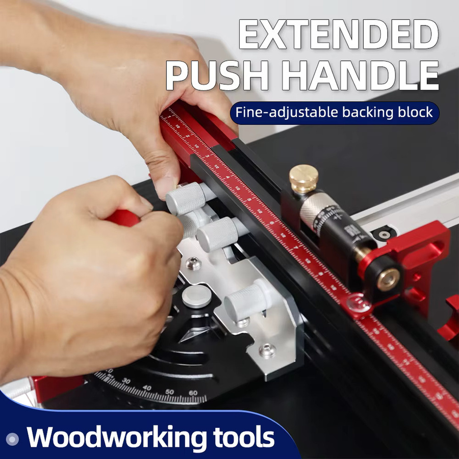 ENJOYWOOD Präzisions-CNC-Trägerzaun für Tischkreissägen mit 0–60 Grad winkelverstellbarer Gehrungslehre in Rot, Länge: 508 mm - Bild 3