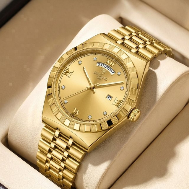 BINBOND Armbanduhr, Quarz, Edelstahl, Gold, Herren - Bild 1