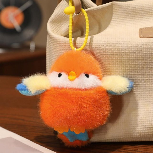 Schlüsselanhänger Binchi Fitness, Vogel Plüschanhänger, orange, 11 cm - Bild 1