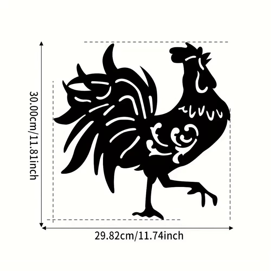CIFBUY Metall-Wandschild mit Hahn-Motiv in Schwarz als rustikale Wanddekoration für Innen und Außen - Bild 2