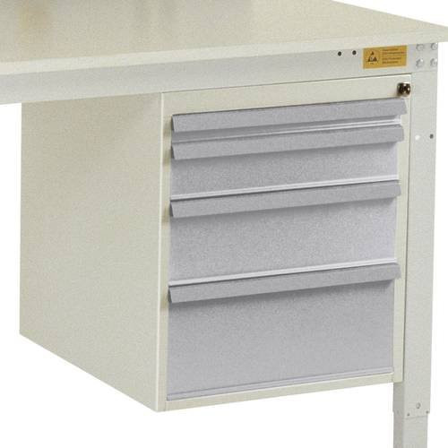 Manuflex LZ4764.9006 ESD-Gehäuse-Unterbau in Silber und Grau mit 4 Schubfächern, Nutzhöhe: 50 cm, für Tischtiefe: 120 cm - Bild 1