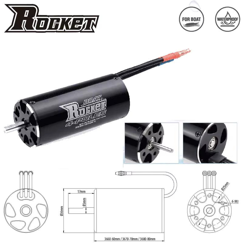 Rocket-RC Bürstenloser Motor 70A ESC Wasserkühlung Combo, Zubehör, Metall, Schwarz - Bild 2