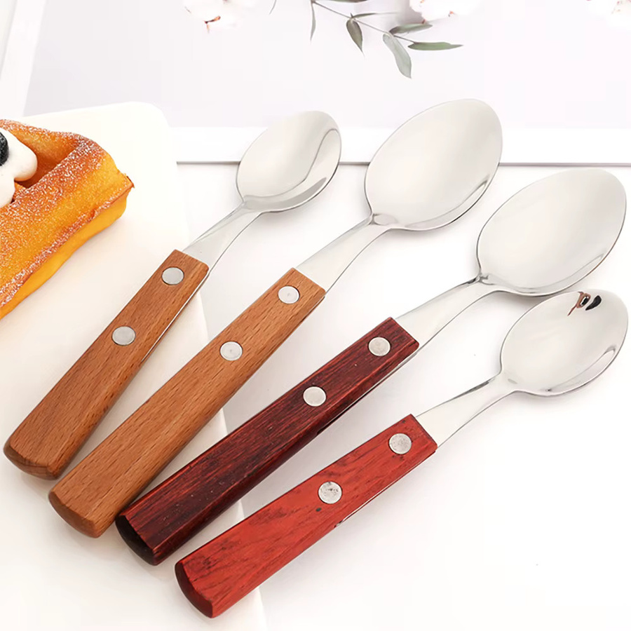 Drmfiy Besteckset aus Edelstahl 304 mit braunem Griff, Silberlöffel-Set, 10 Stück - Bild 1