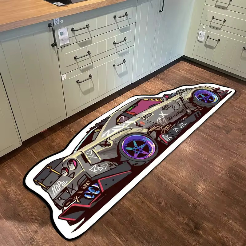 VIKAMA Cooler Rennwagen-Teppich als dekorative Bodenmatte für das Kinderzimmer oder Wohnzimmer - Bild 2