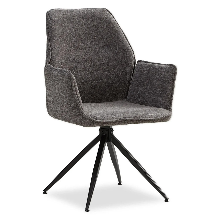 Homestyle4u Polsterstuhl drehbar in Grau mit Armlehnen und Chenille-Bezug, B/T/H: 60,0 x 61,0 x 120,0 cm - Bild 2