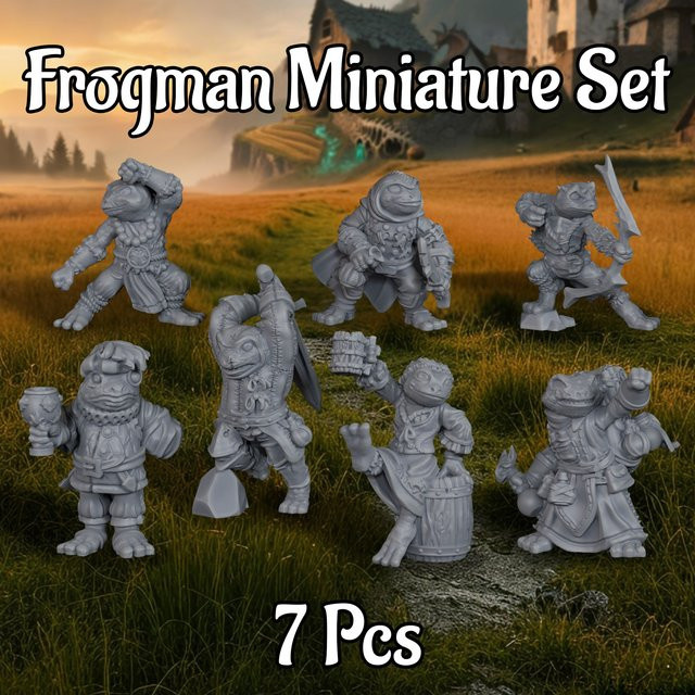 Froschmann-Figuren, Fantasy, Miniatur-Set, Kunststoff - Bild 1