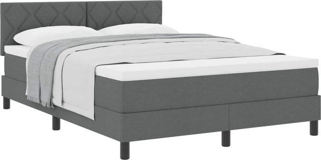 vidaXL Boxspringbett Hybrid mit Matratze und Taschenfederkern in Grau, B/T: 140 x 190 cm - Bild 1
