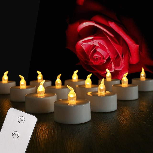 Flammenlose LED-Teelichter mit Flacker-Effekt für Halloween und Weihnachten, Set aus 12 oder 24 Stück, Farbe Weiß - Bild 1
