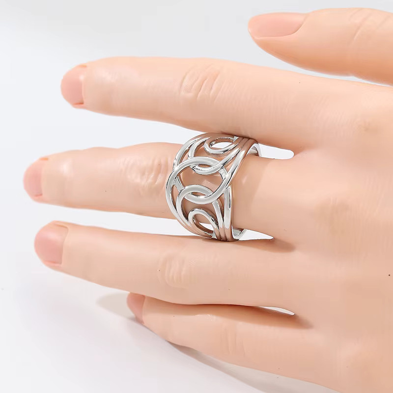 YoYo Ring, versilberter Punk-Stil, geometrisch, Unisex - Bild 2