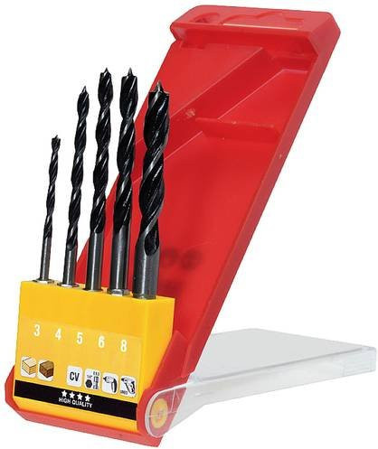Kwb Holz-Spiralbohrer-Set E6.3 in Schwarz und Multicolour, 5-teilig mit 3 mm, 4 mm, 5 mm, 6 mm und 8 mm - Bild 1