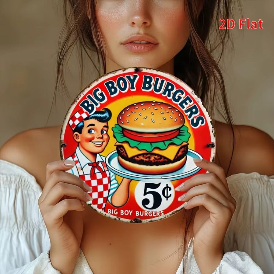 Vintage Big Boy Burger Metallschild Multicolor Wanddekoration B/H: 20 x 20 cm - Bild 1