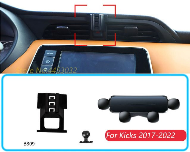 Schwerkraft-Handyhalterung für Nissan Kicks 2017-2022, GPS-Mobilhalterung in Schwarz - Bild 1
