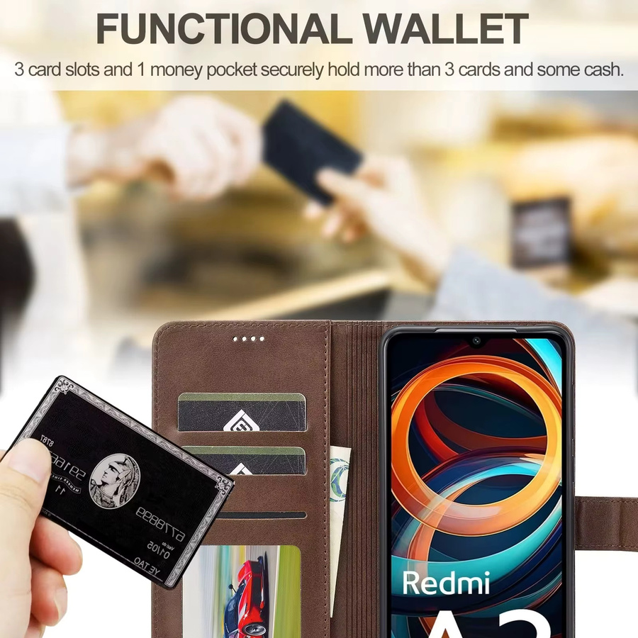 Flip-Ledertasche für Xiaomi Redmi Note 14 13 Pro Plus und Poco X6 Pro mit Kartenfächern, Brieftasche und Business Phone Cover in Grau oder Braun - Bild 2