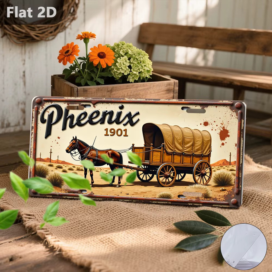 Vintage Blechschild Phoenix Wagon 1901 von CIFBUY, Retro Wanddekoration aus Metall in Mehrfarbig, Breite: 30,48 cm, Höhe: 15,0 cm, Tiefe: 15,0 cm - Bild 5