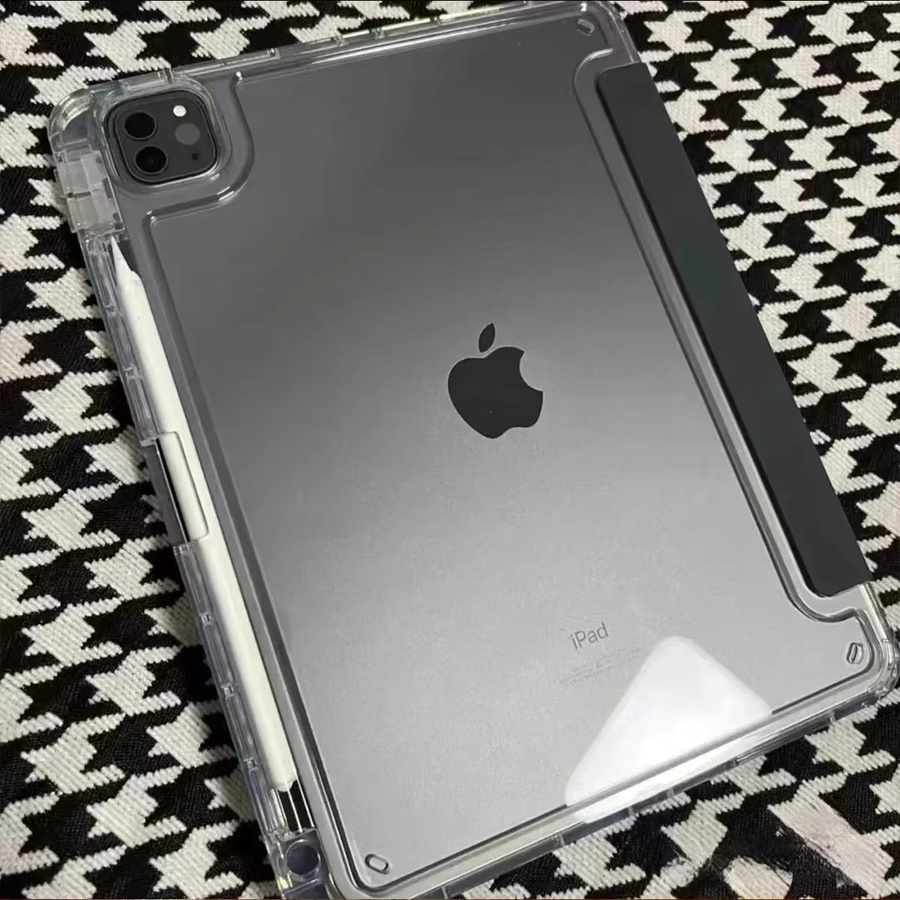 Apple iPad Hülle mit Stifthalter in Schwarz und Transparent für iPad Pro, iPad Air und iPad Mini - Bild 4