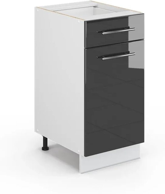 Vicco Küchenunterschrank Fame-Line Anthrazit und Weiß Hochglanz mit Schubladen Breite: 40 cm - Bild 2