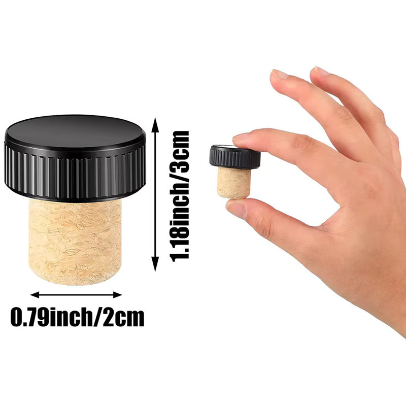 LBER 72 Stück Wein Korken Set in T-Form mit Holzaufsatz, schwarze Korken für Weinverkostungen und Flaschenverschlüsse - Bild 6