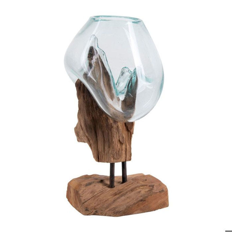 San Marino Waterdrop Vase von You do it aus Teakholz und Glas in Braun und Natur, Höhe: 25 cm - Bild 2