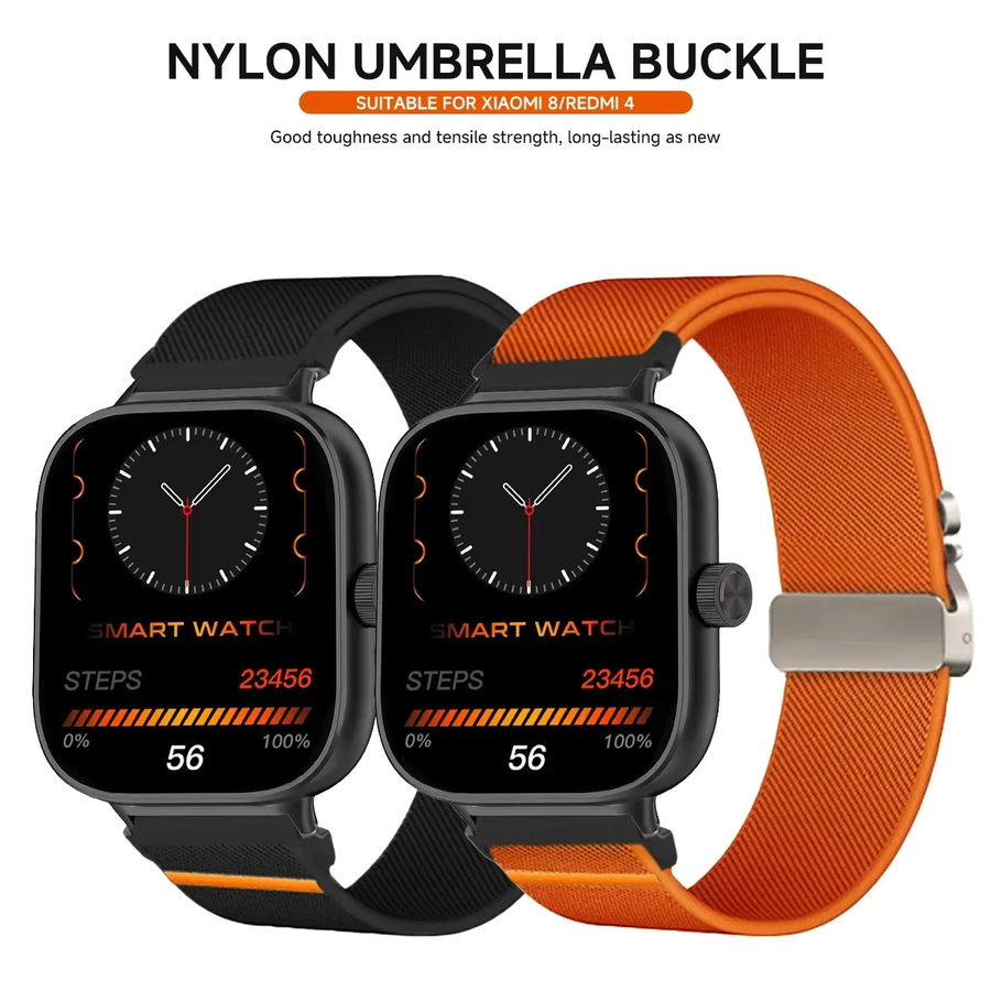 OAKCHARM Nylon-Schlaufenarmband mit Metallschnalle für Xiaomi Redmi Watch 5 4, Mi Band 9Pro und 8Pro, Farbe: Orange - Bild 3