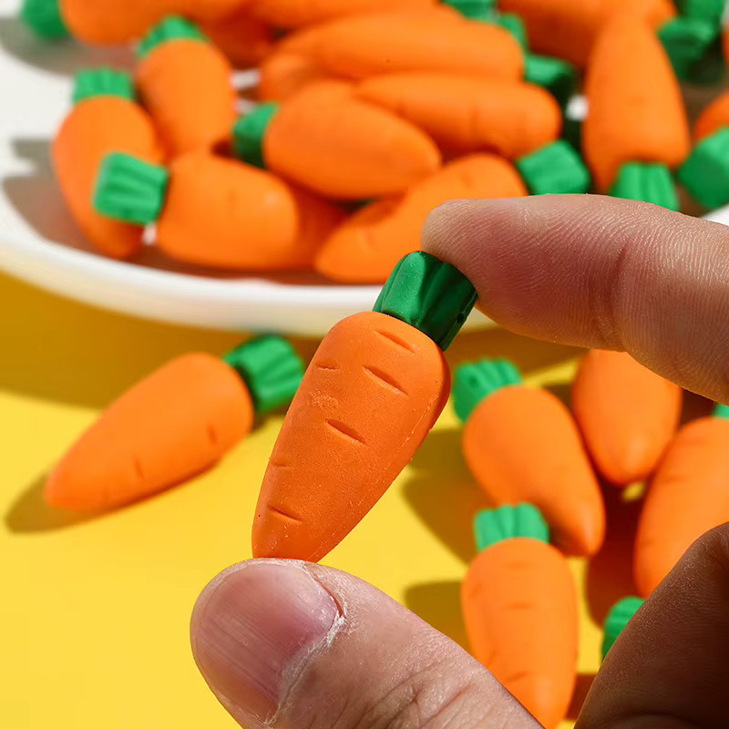 Niedlicher Karotten Radiergummi in 3D-Design für Kinder und Büro, Orange - Bild 3