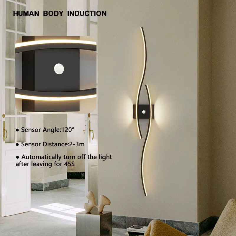 HAULVANG LED Wandleuchte mit Bewegungsmelder im skandinavischen Design, Up-Down Wandlampe für Küche und Flur, Schwarz - Bild 4