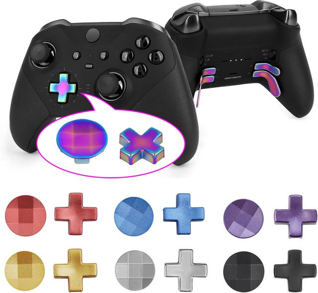 ZHOUCHEN Metall D-Pad Trigger Paddel und Ersatz-Thumbsticks für Xbox One Elite Series 2 in Rot und Multicolour - Bild 1