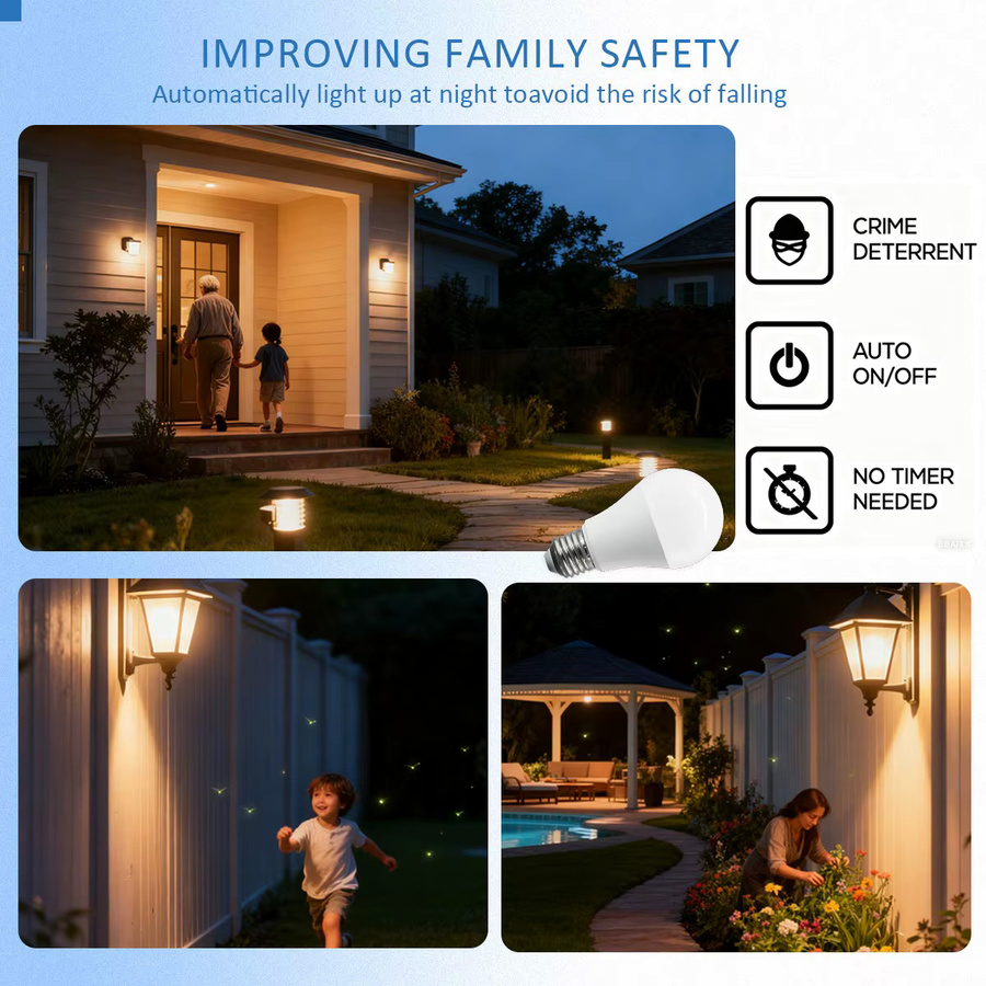 10er Set Gatetop LED Smart Lampe mit Dämmerungssensor E27, 10 W, Weiß, für Garten und Terrasse - Bild 4