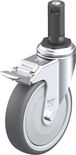 Blickle LKRA-PATH 126KF-11-FI-ER13 Lenkrolle mit Feststeller in Grau und Silber, Rad-Durchmesser: 125 mm, Tragfähigkeit: 120 kg - Bild 1