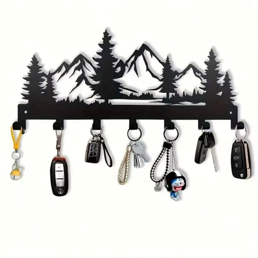 CIFBUY Wand-Schlüsselhaken aus Metall im Wald-Design als Organizer für deinen Eingangsbereich - Bild 2
