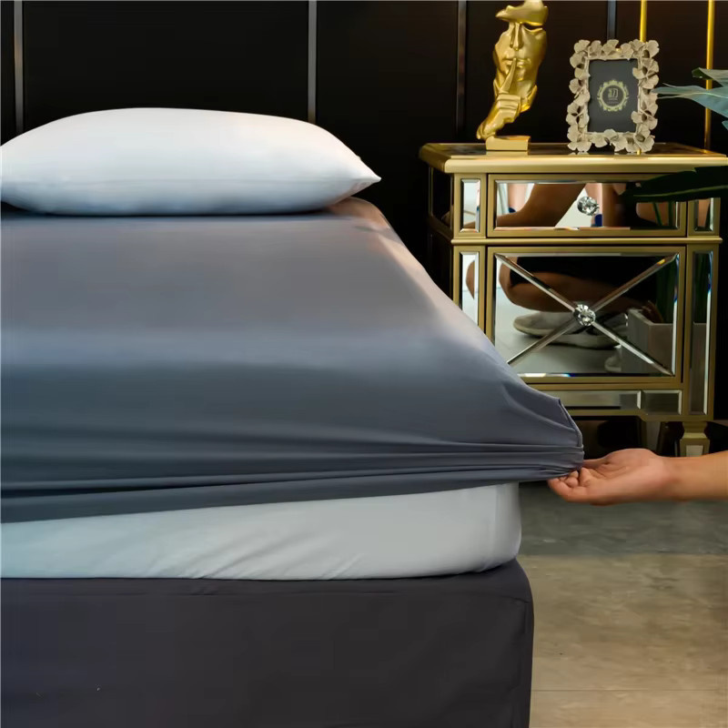 Spannbettlaken aus Naturseide von CHA YU PAI in Beige oder Grau für Doppel- und Kingsize-Betten, Breite: 90 cm, Tiefe: 190 cm - Bild 2